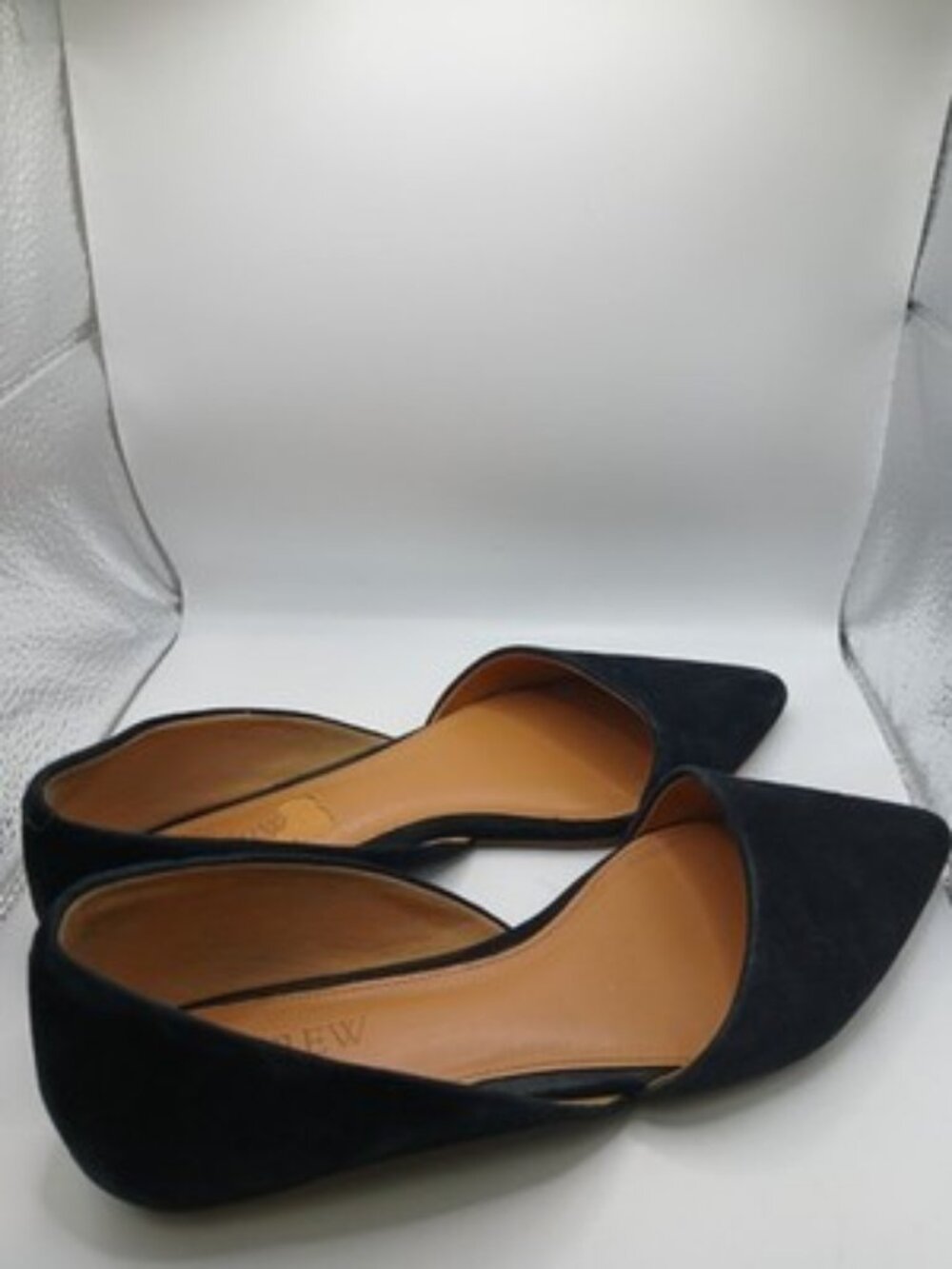 J Crew Zoe D'Orsay Black Suede Leather Flat Point Shoes Women Size 7.5 Ballet - Picture 3 of 5